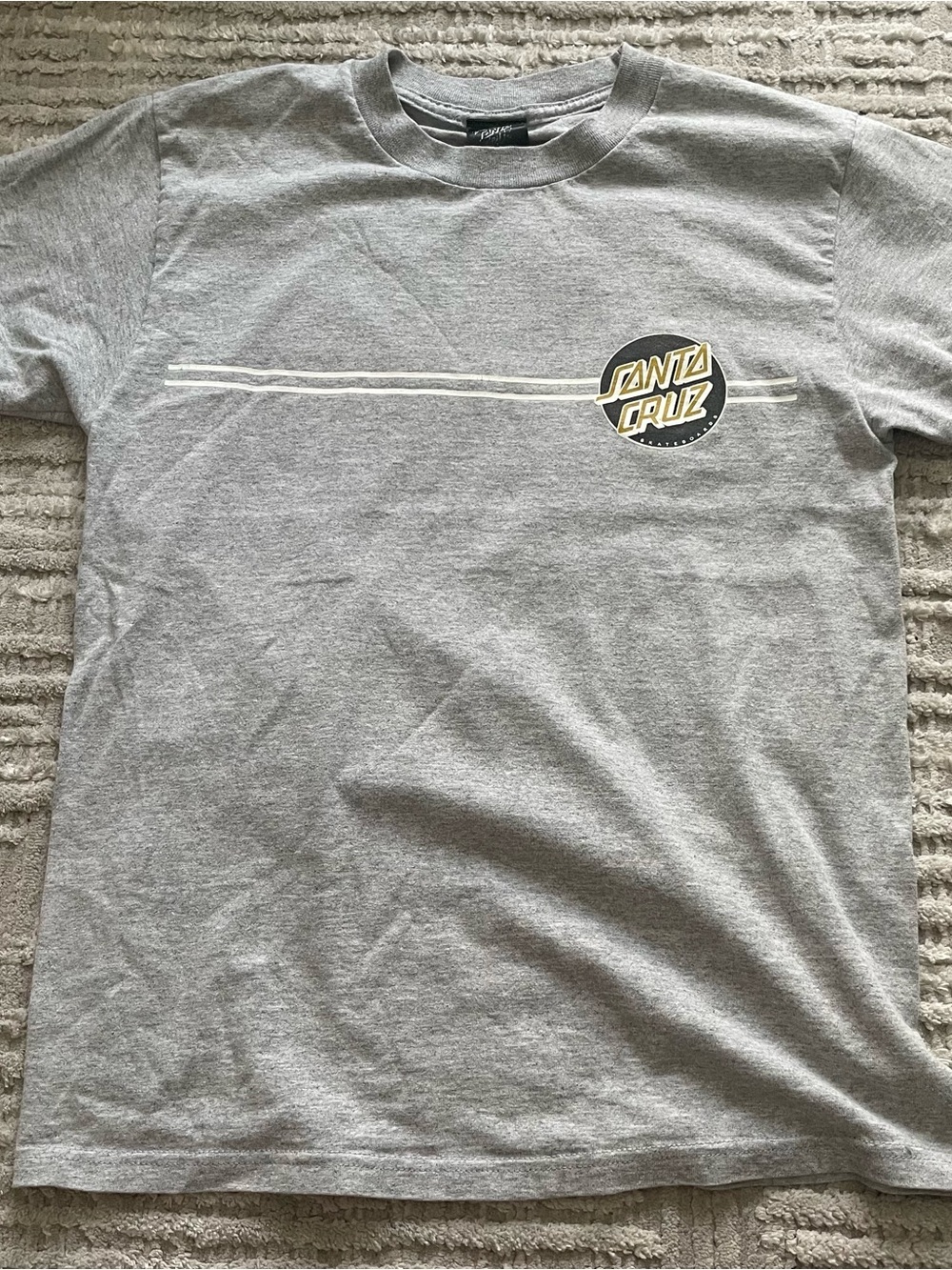 Santa Cruz Skateboards Grey Short Sleeve Tee with Logo Stripe